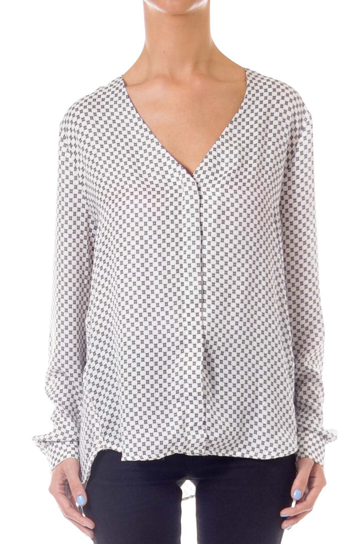 Black & White V-neck Blouse