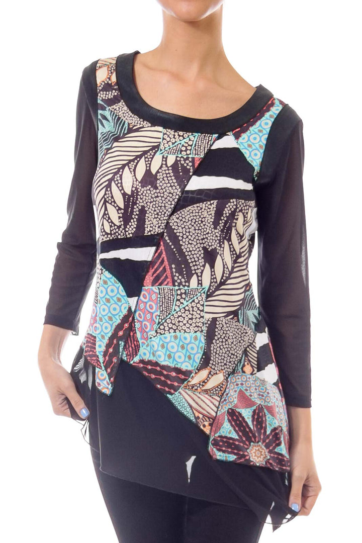 Black Patch Print Blouse