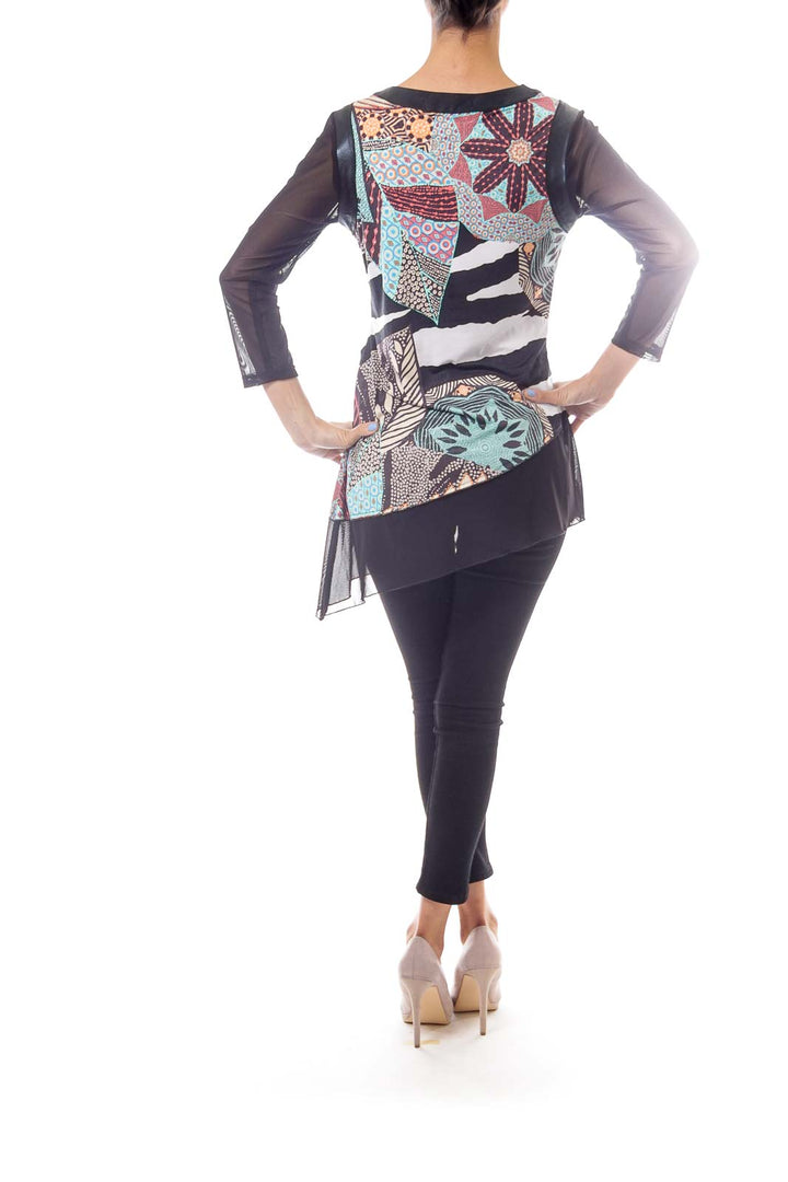 Black Patch Print Blouse