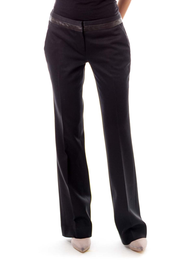 Black Leather Trim Pants