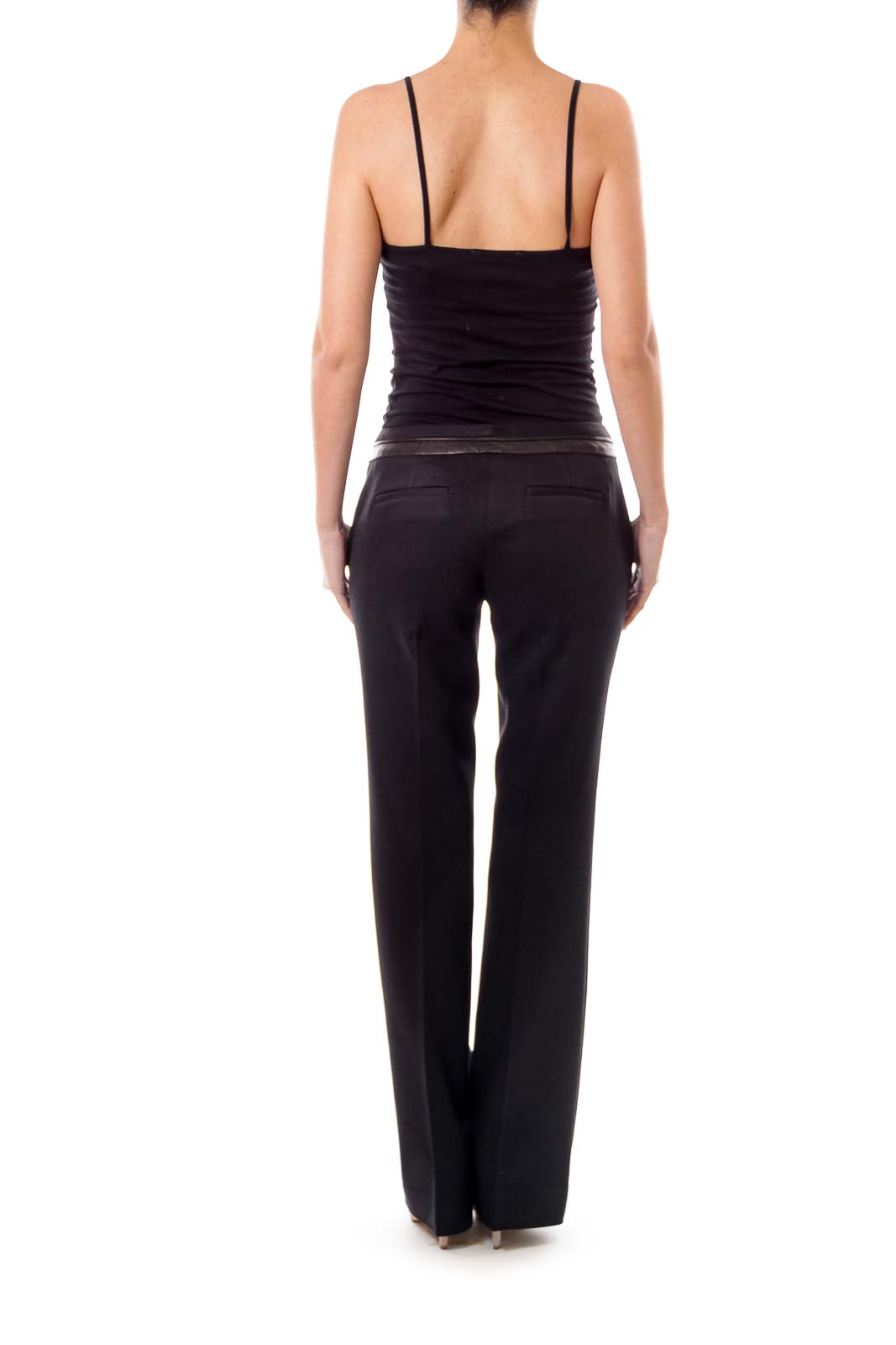 Black Leather Trim Pants