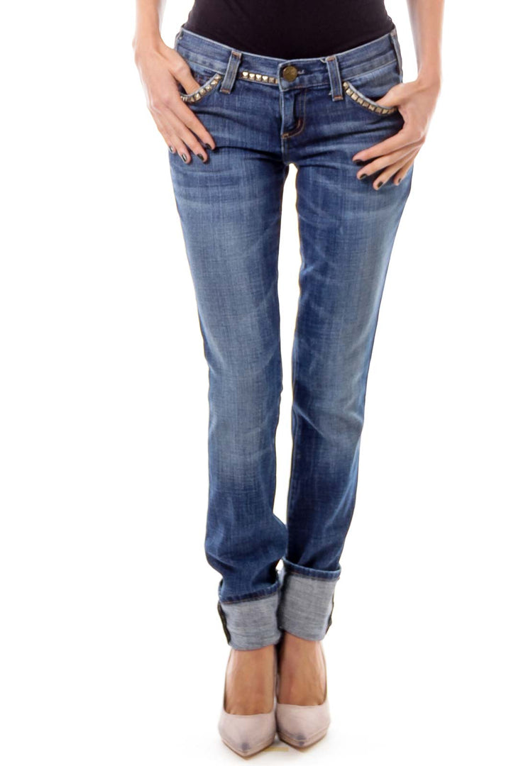 Blue Studded Skinny Jeans