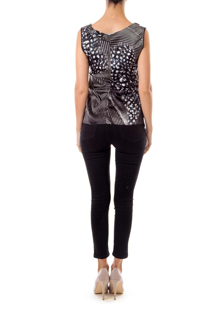 Black & Cream Scrunched Top