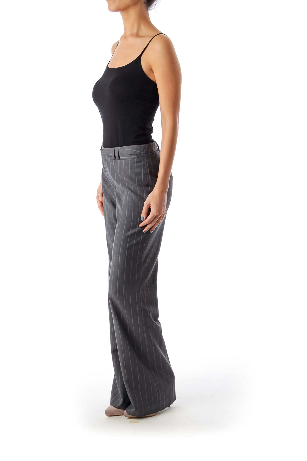 Gray &Blue Stripe Wide Leg Pants