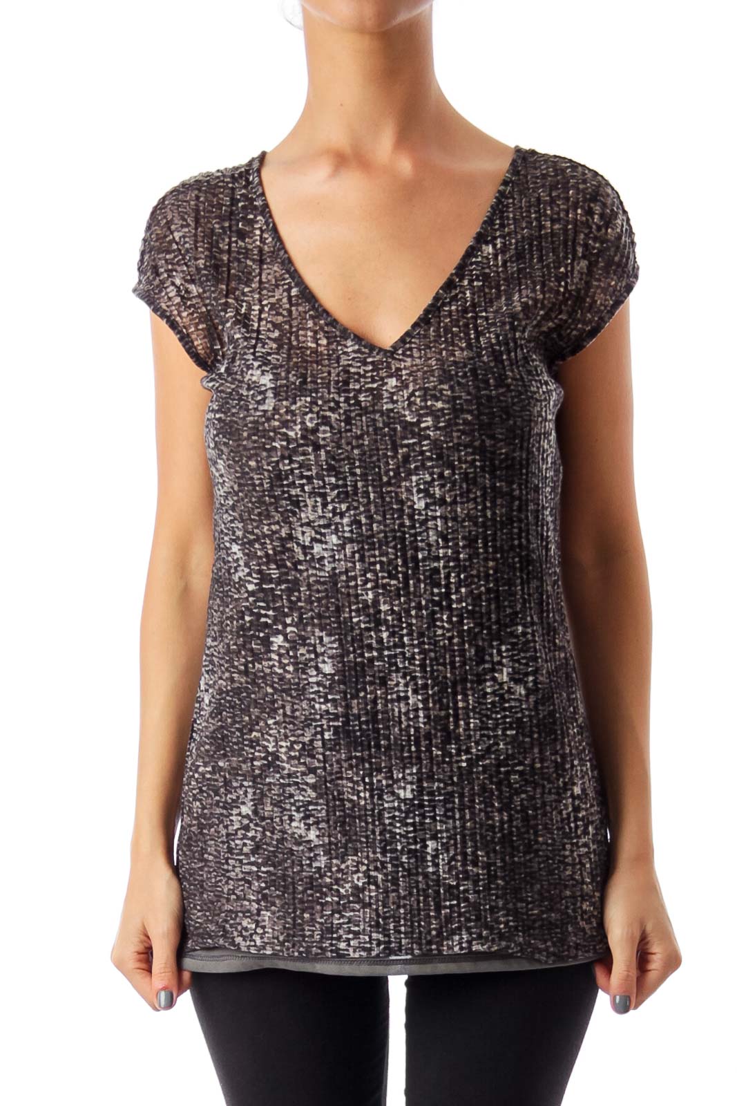 Black & Gray Shear Sleeveless Top