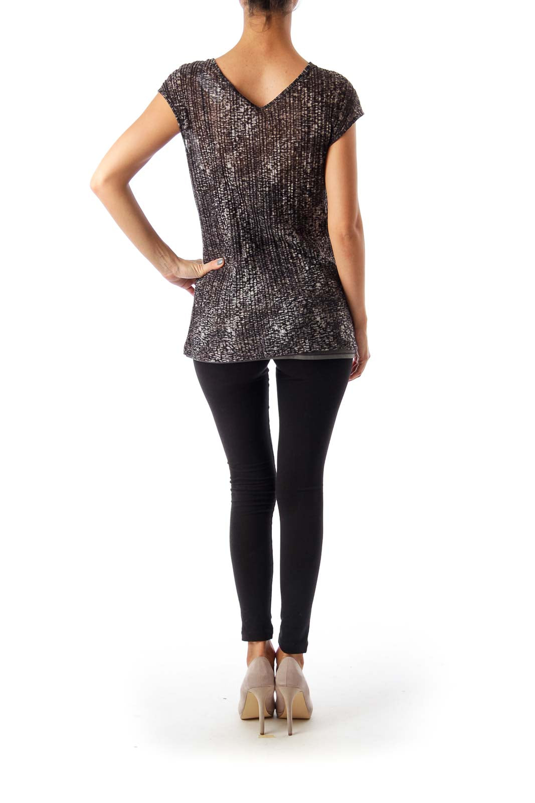 Black & Gray Shear Sleeveless Top