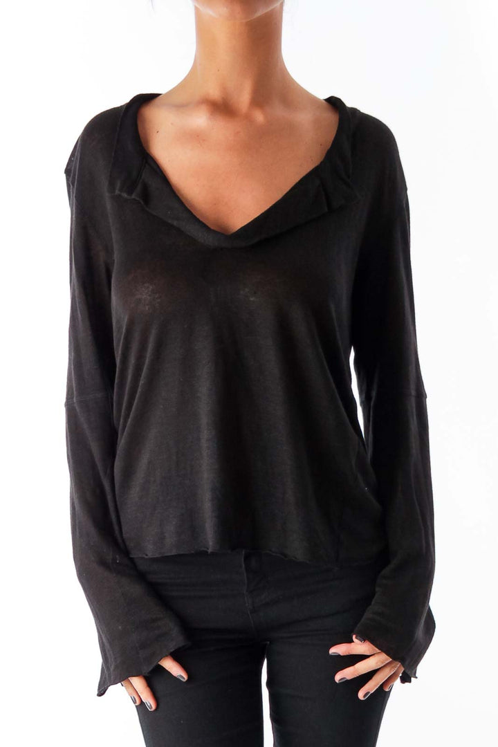 Black Long Sleeve Linen Shirt