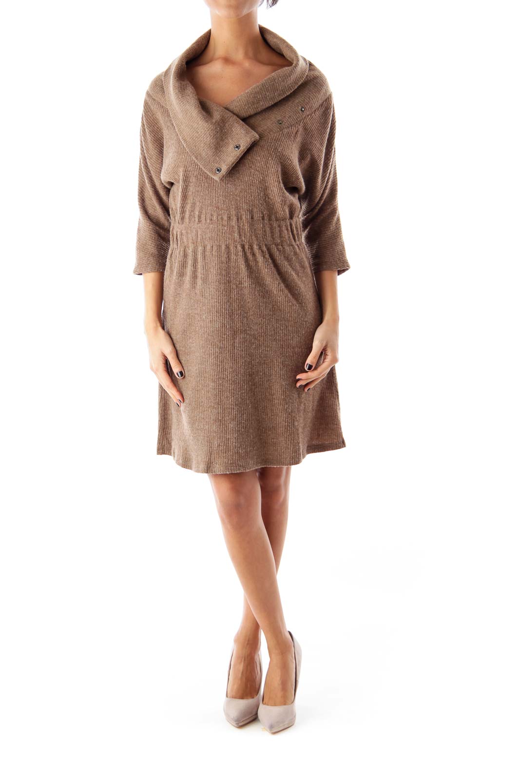 Brown Knit Sweater Dress