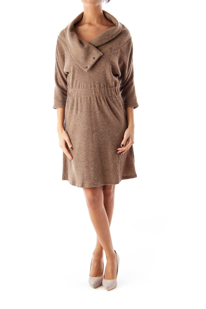 Brown Knit Sweater Dress