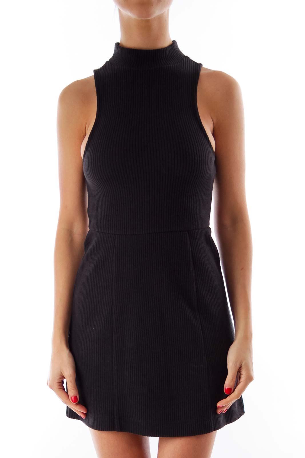 Free People Black Sleeveless Mock Neck Mini Dress - XS SilkRoll Free People Black Sleeveless Mock Neck Mini Dress - XS SilkRoll