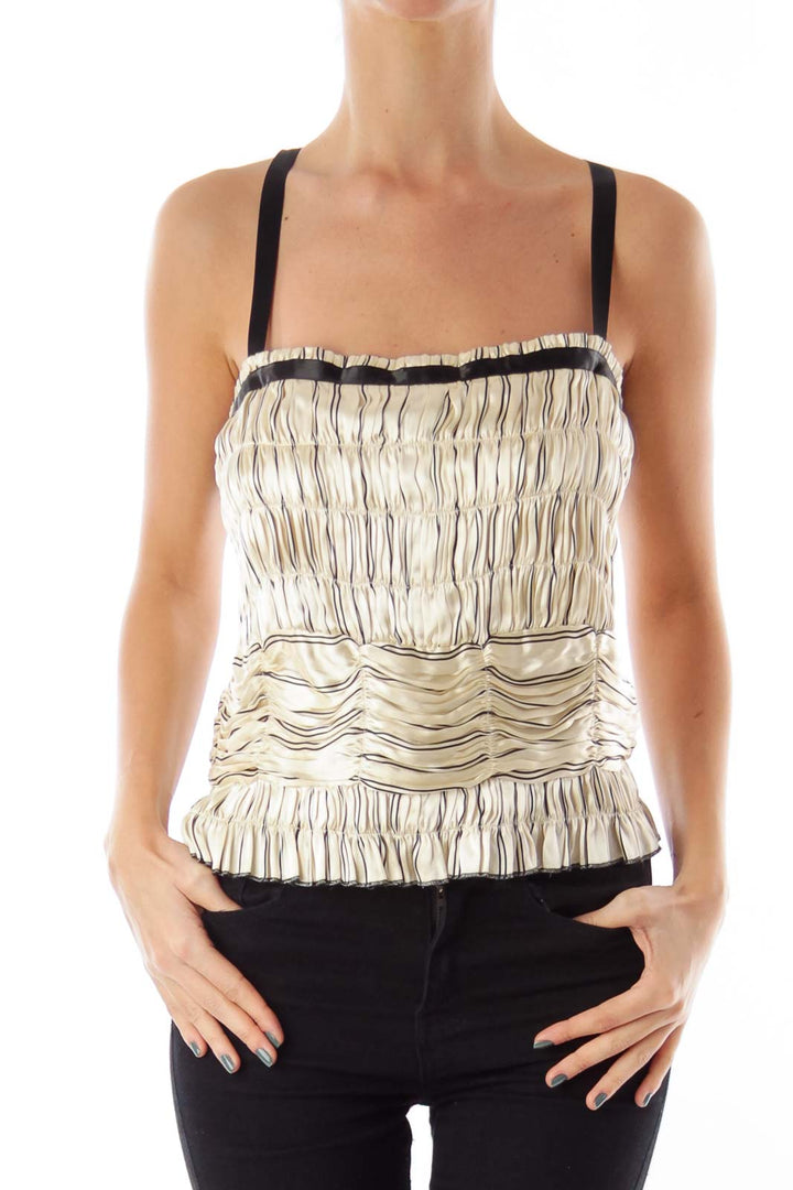 Cream & Black Crop Top
