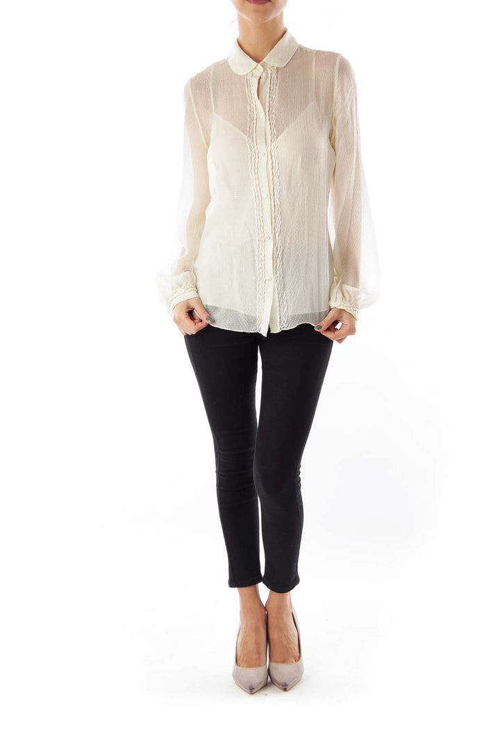 Cream Long Sleeve Blouse