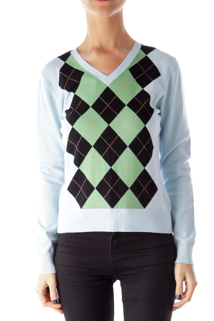 Light Blue Plaid Sweater