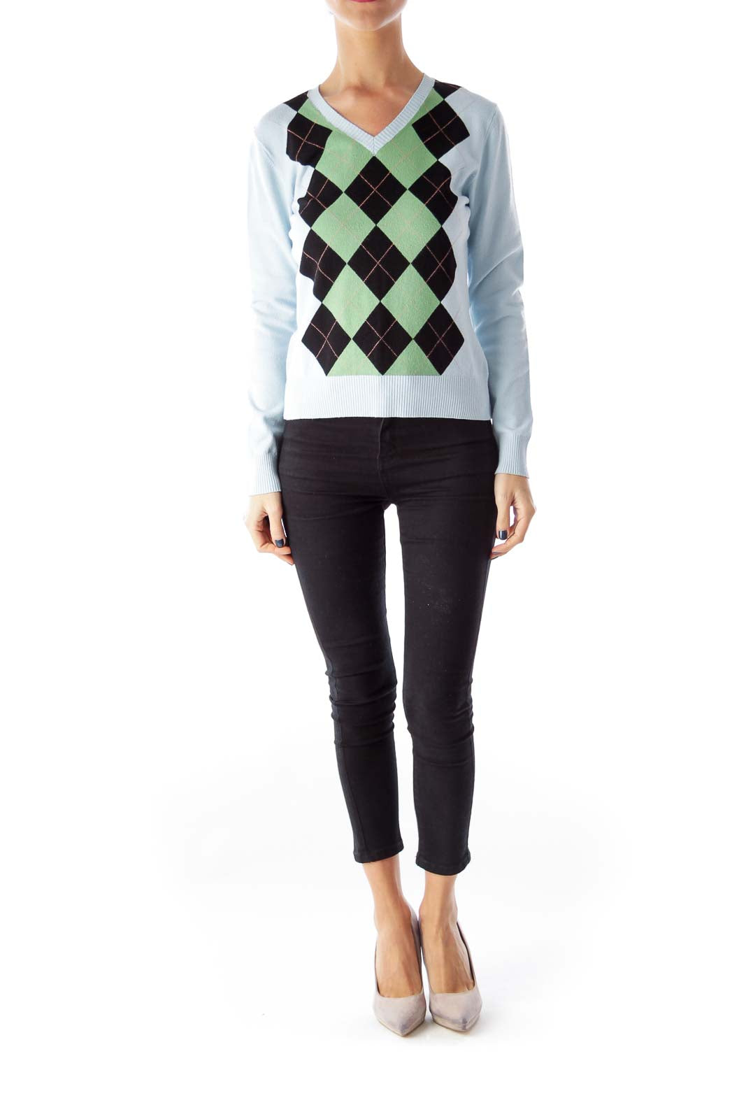 Light Blue Plaid Sweater