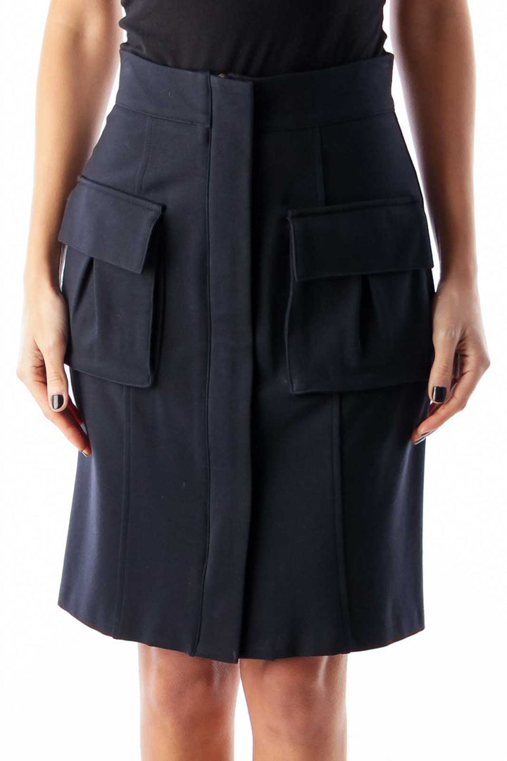 Navy Front Pocket Skirt