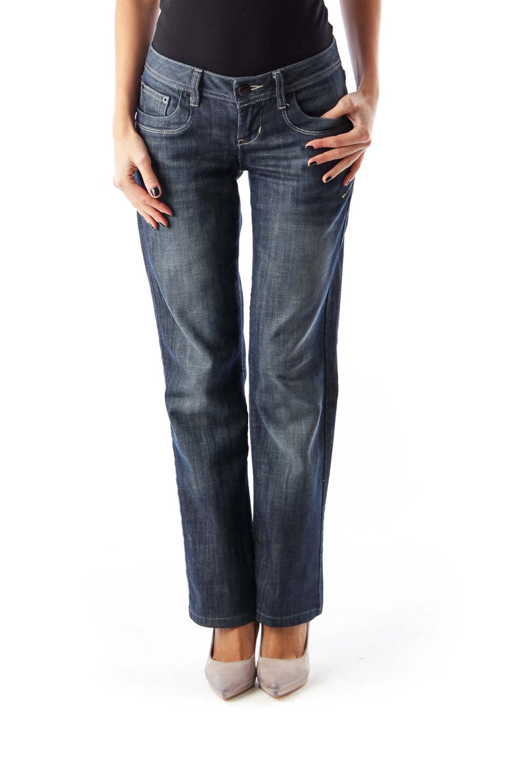 Blue Straight Leg Jeans