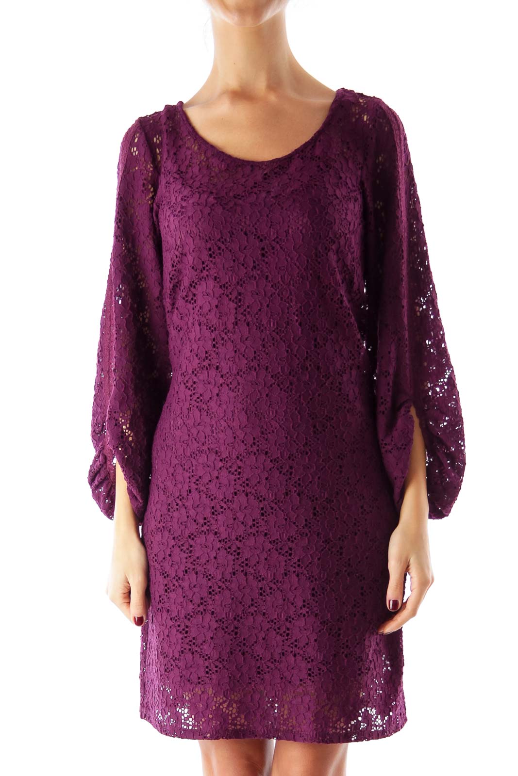 Purple Lace Shift Dress