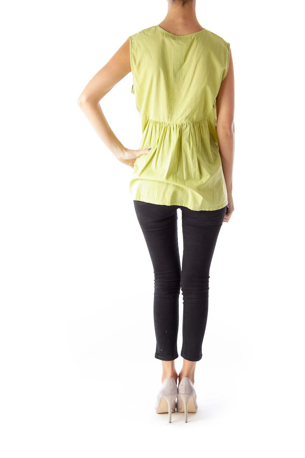 Green Draped Front Blouse