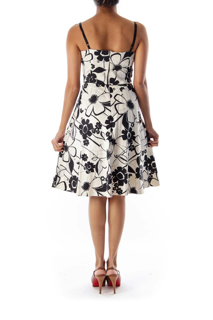 B&W Print A Line Dress