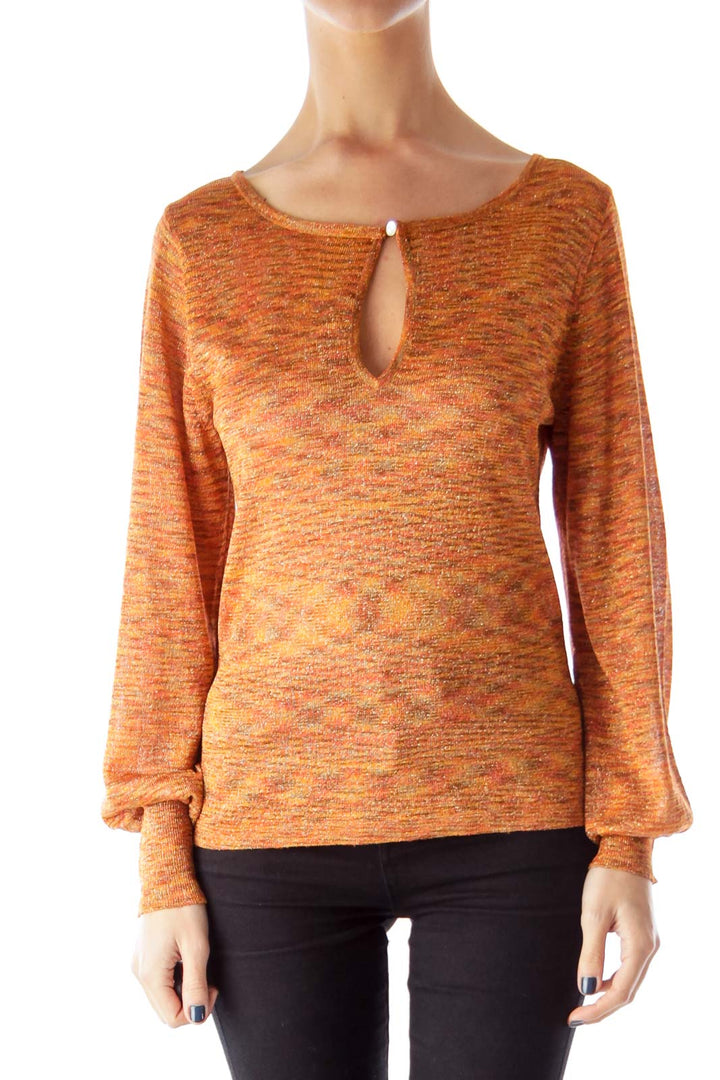 Orange Print Metallic Shirt