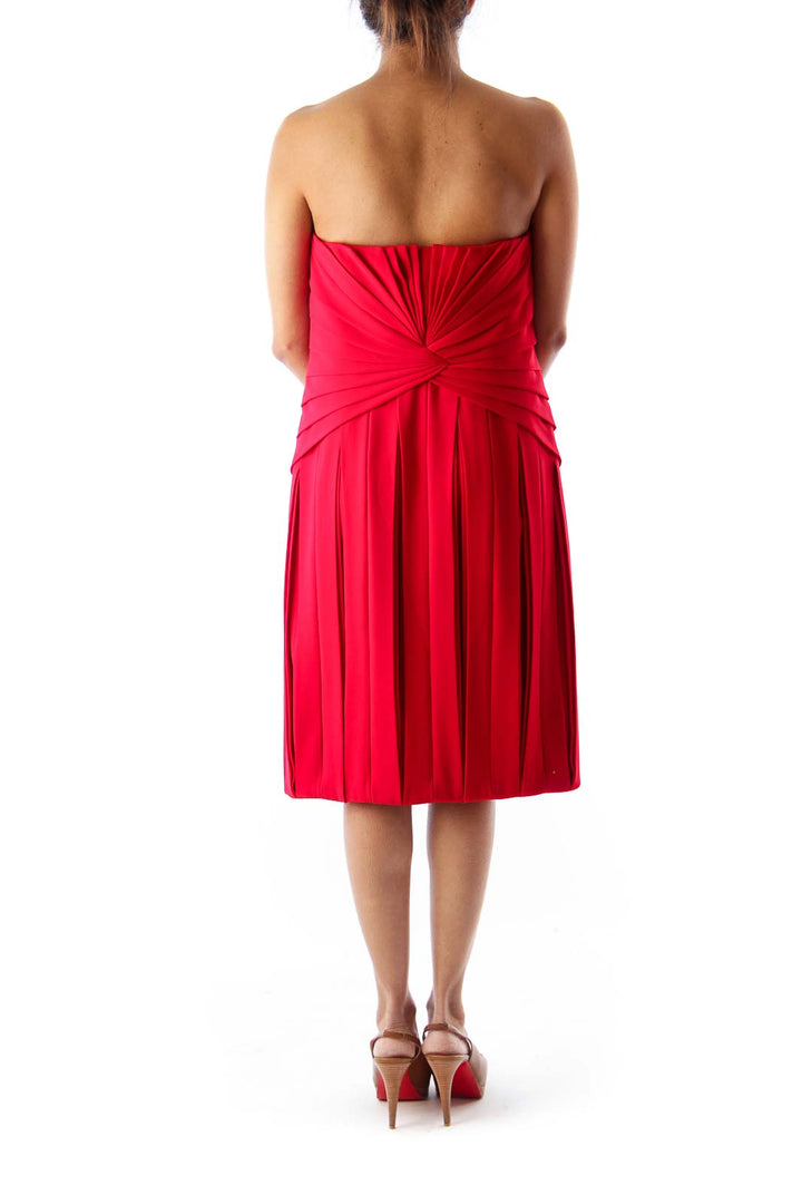 Red Pleated Party Dress