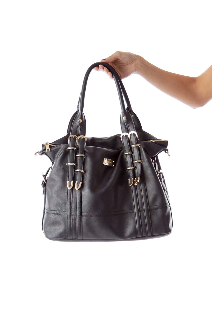 Black with Gold Trim Satchel