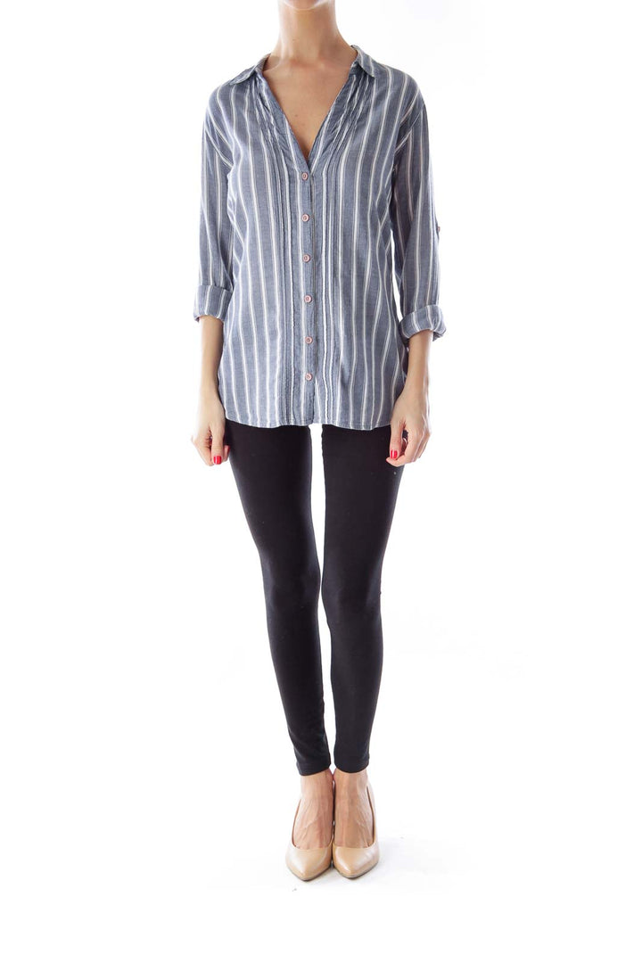 Denim Blue & White Stripe Shirt