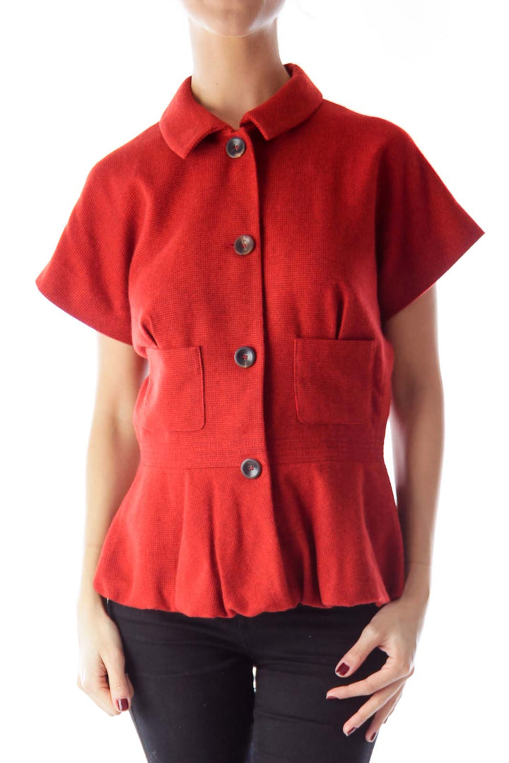 Orange Short Sleeve Peplum Jacket