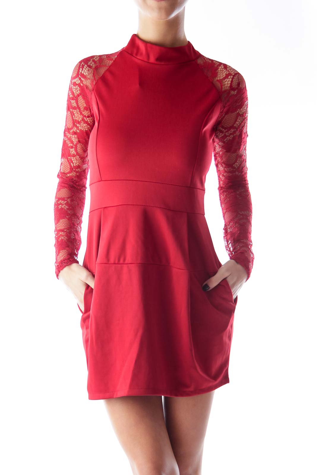 Red Lace A Line Dress