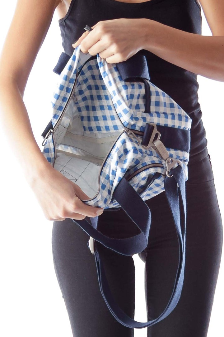 Blue & White Plaid Crossbody Bag