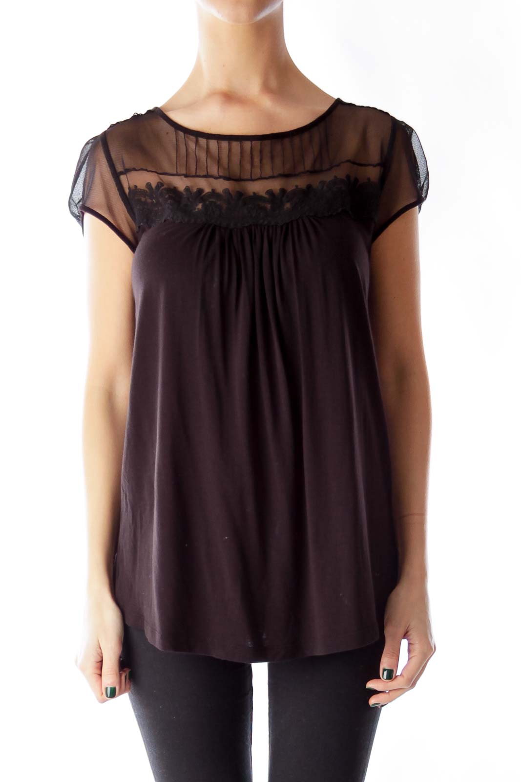 Black Lace Detail Shirt