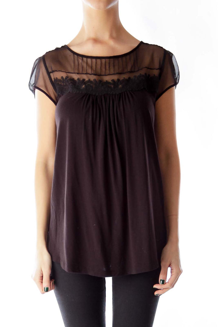 Black Lace Detail Shirt