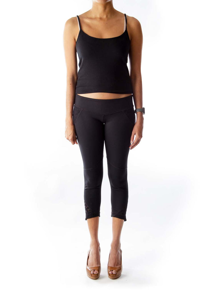 Black Lace Detail Leggings