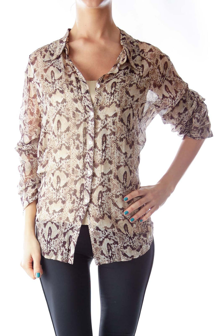 Brown Snake Print Shirt