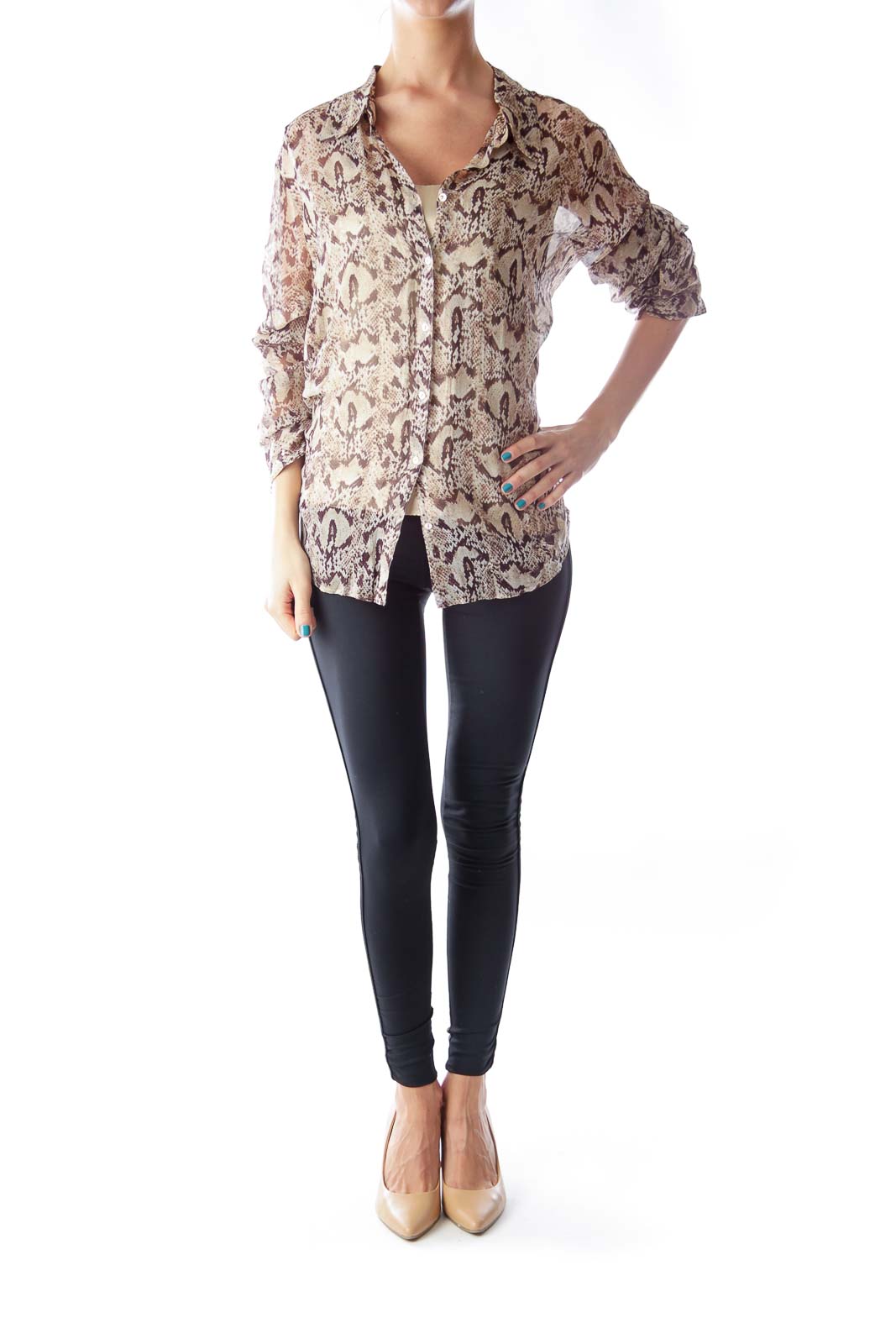 Brown Snake Print Shirt