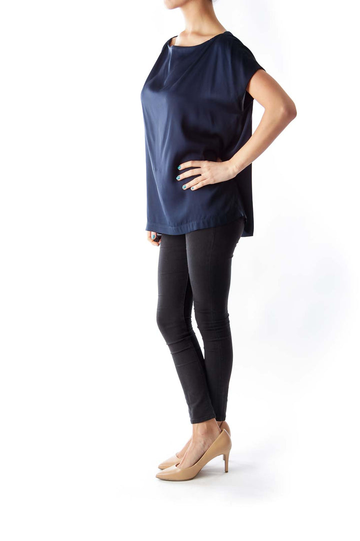 Navy Silk Blouse