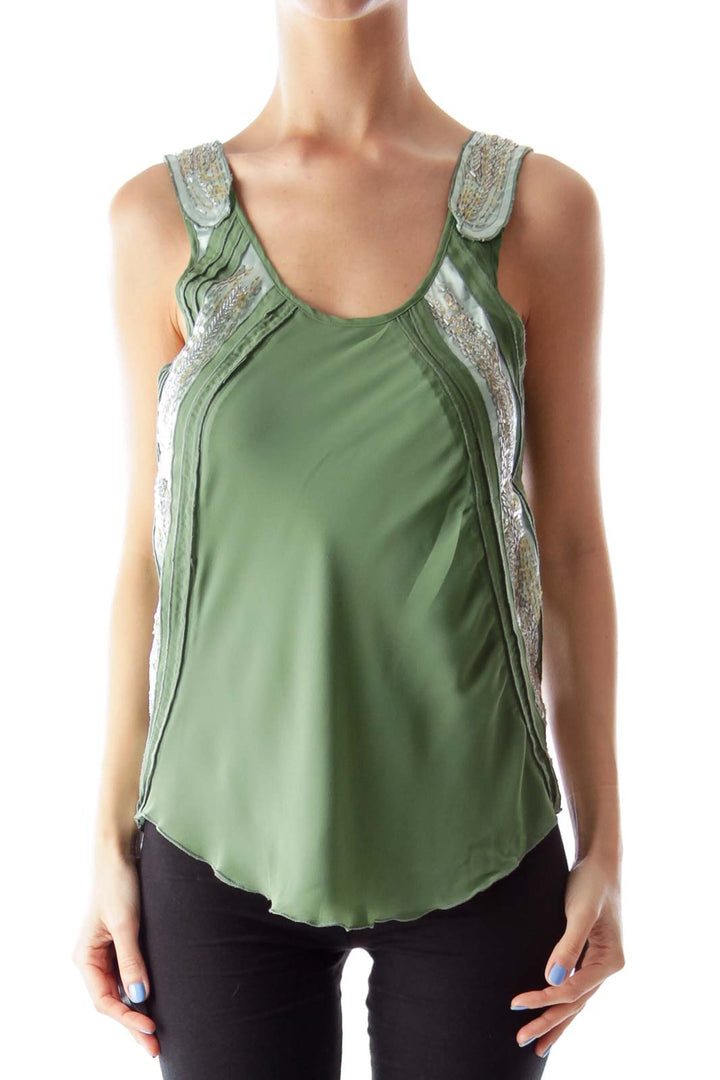Green Embroider Top