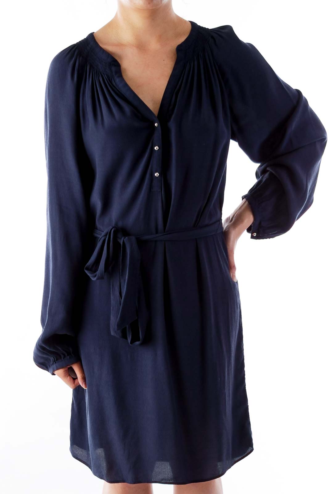 Dark Blue Long Sleeve Dress