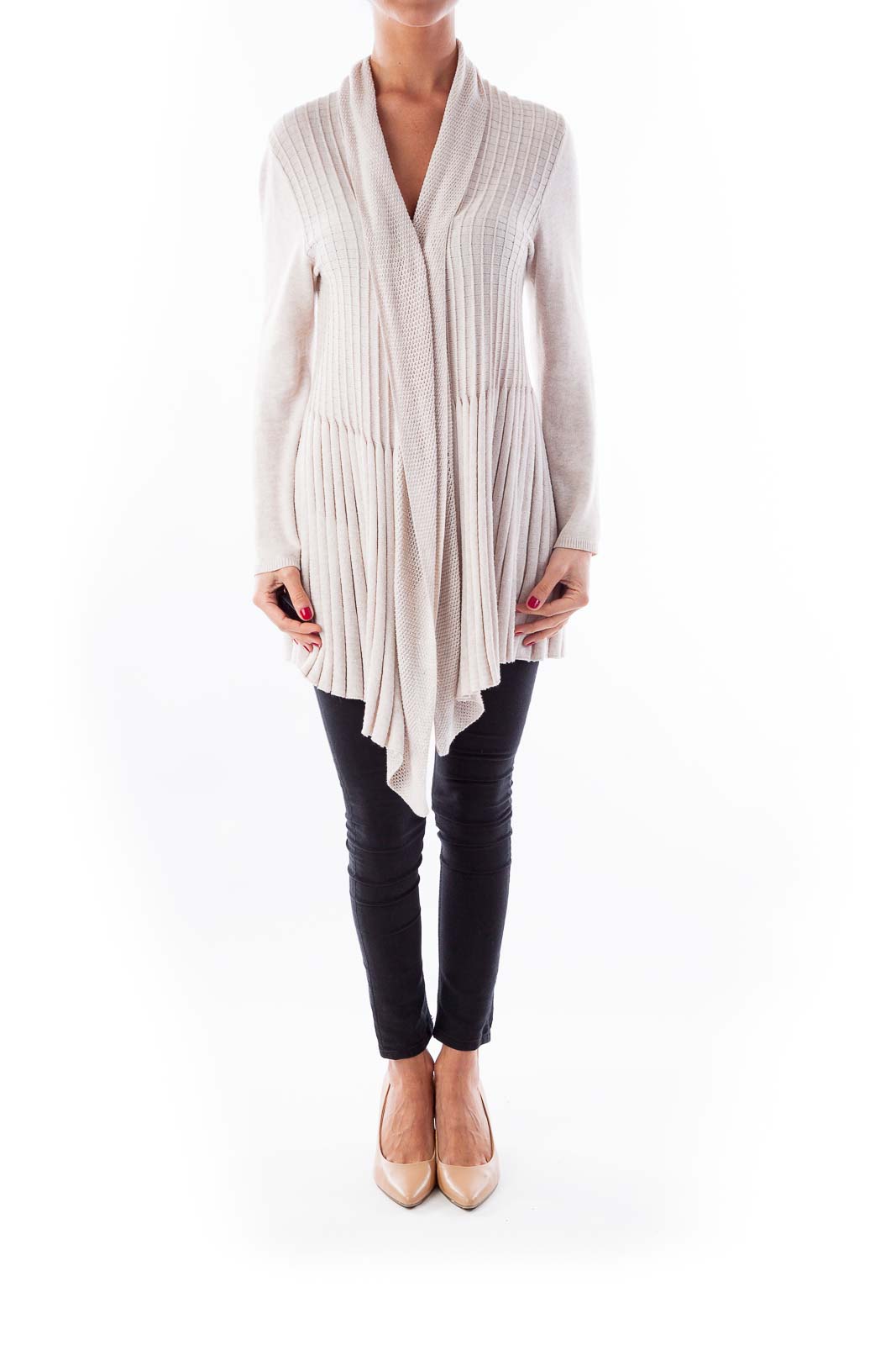 Beige Loose Knit Cardigan