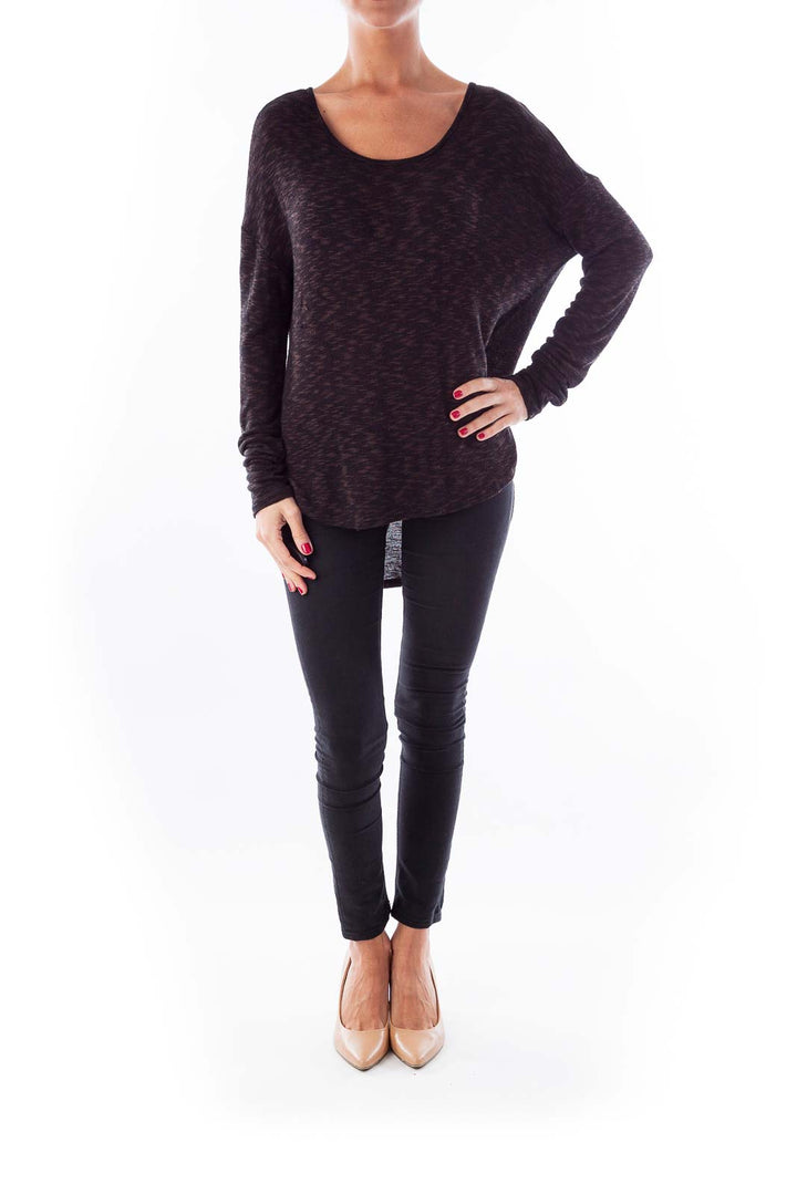 Black & Brown Mottled Knit Top