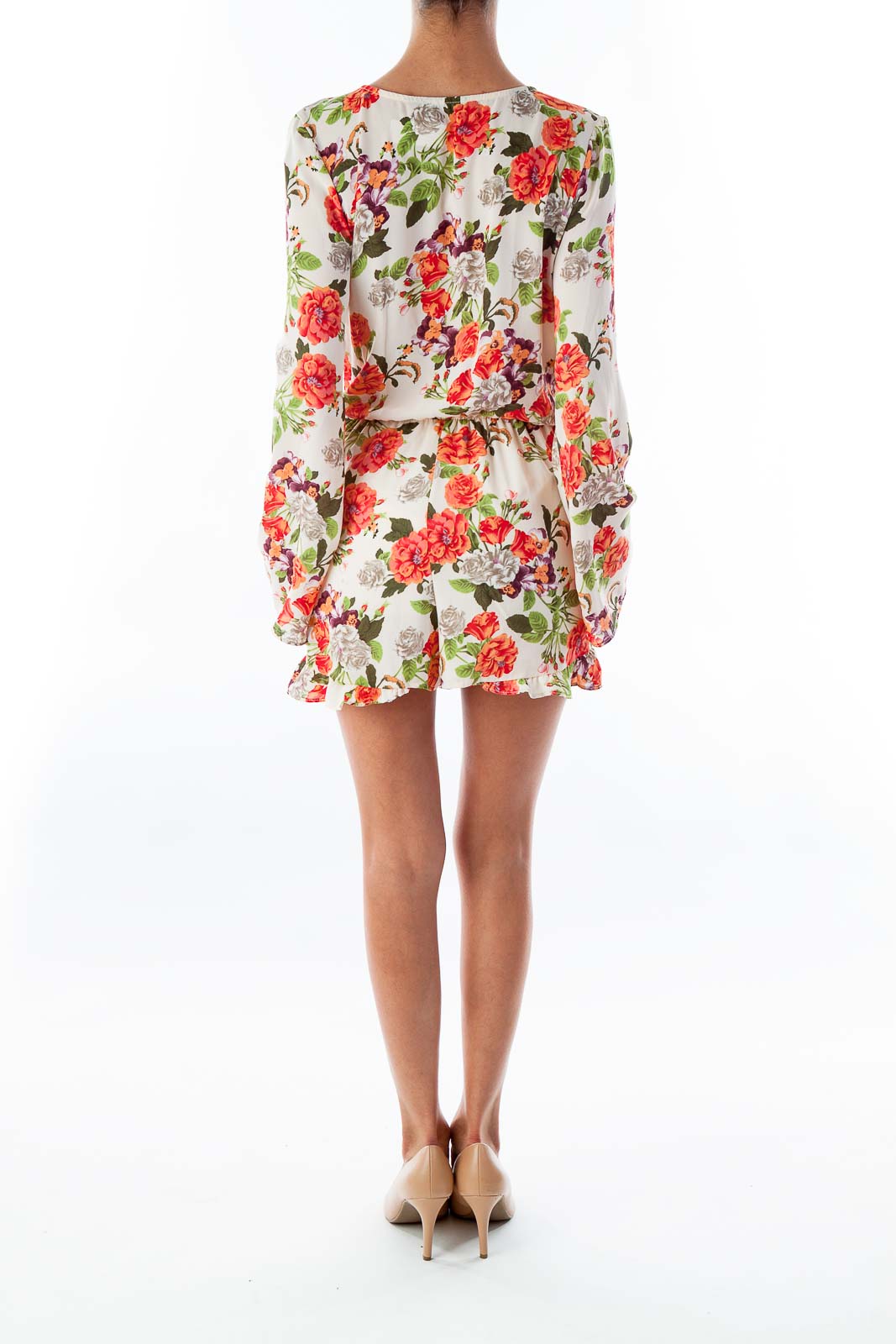 Floral Print Long Sleeve Romper
