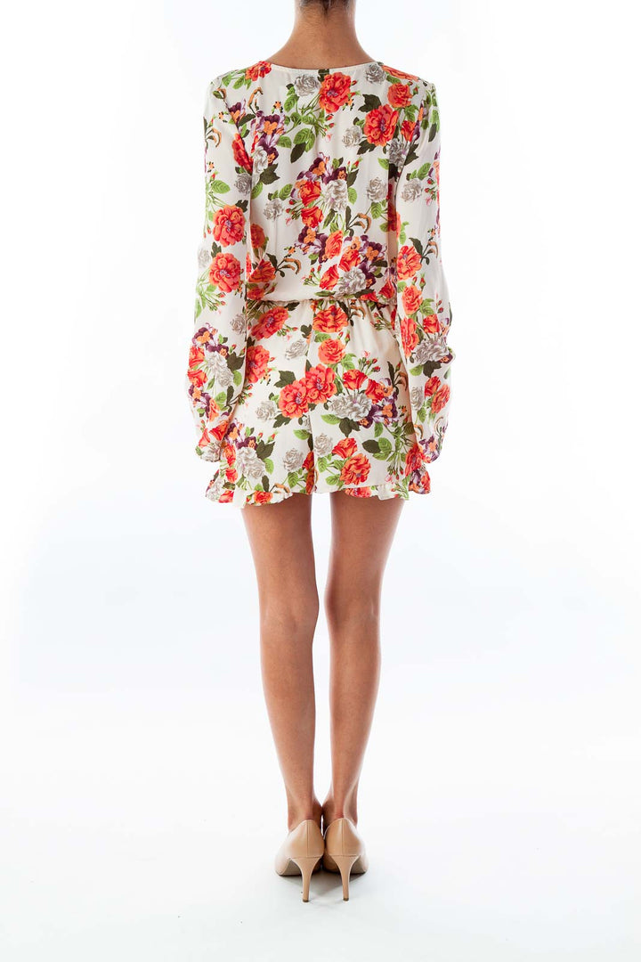 Floral Print Long Sleeve Romper