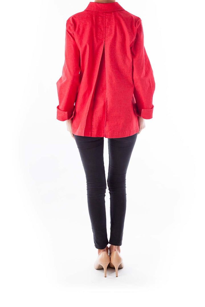 Red Denim Button-Down