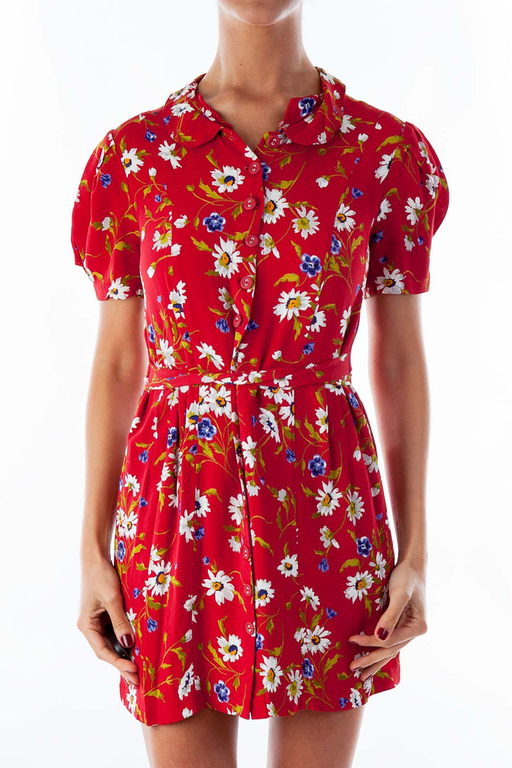 Red Floral Day Dress