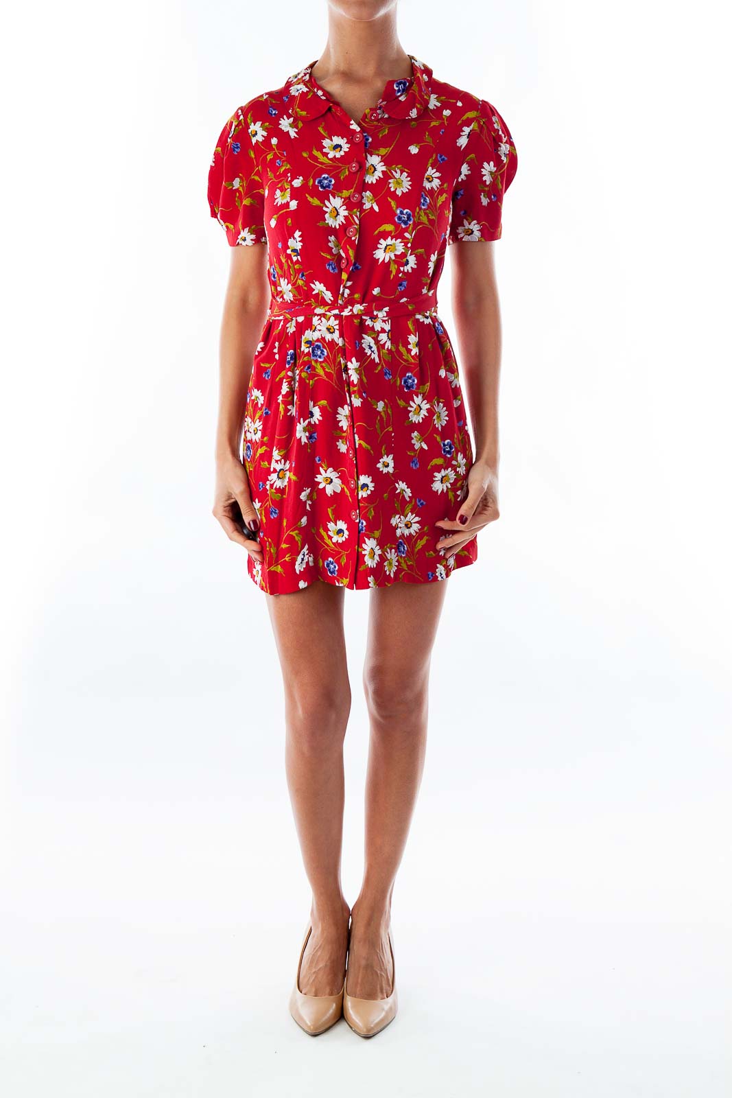 Red Floral Day Dress
