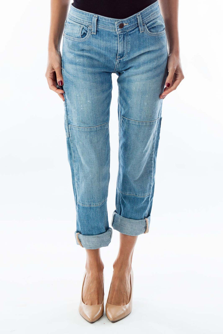 Blue Faded Boyfriend Jeans