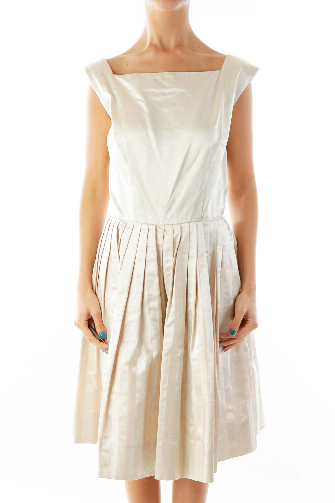 Cream Striped Bottom Dress