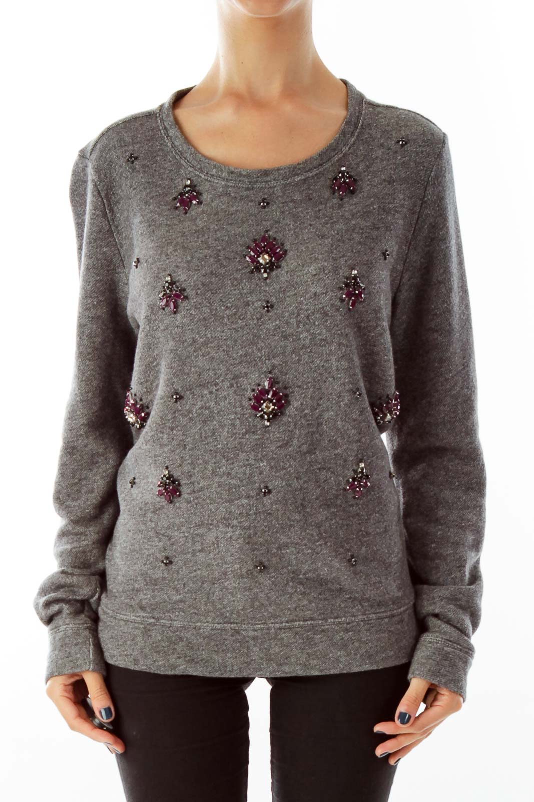 Gray Beaded Sweater