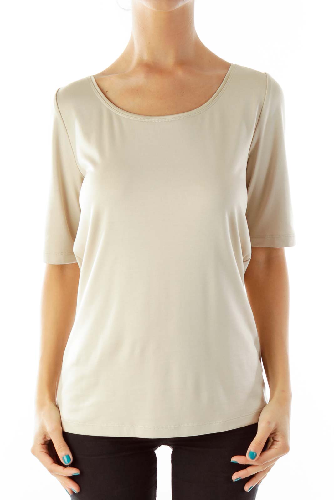Beige Silk T-Shirt