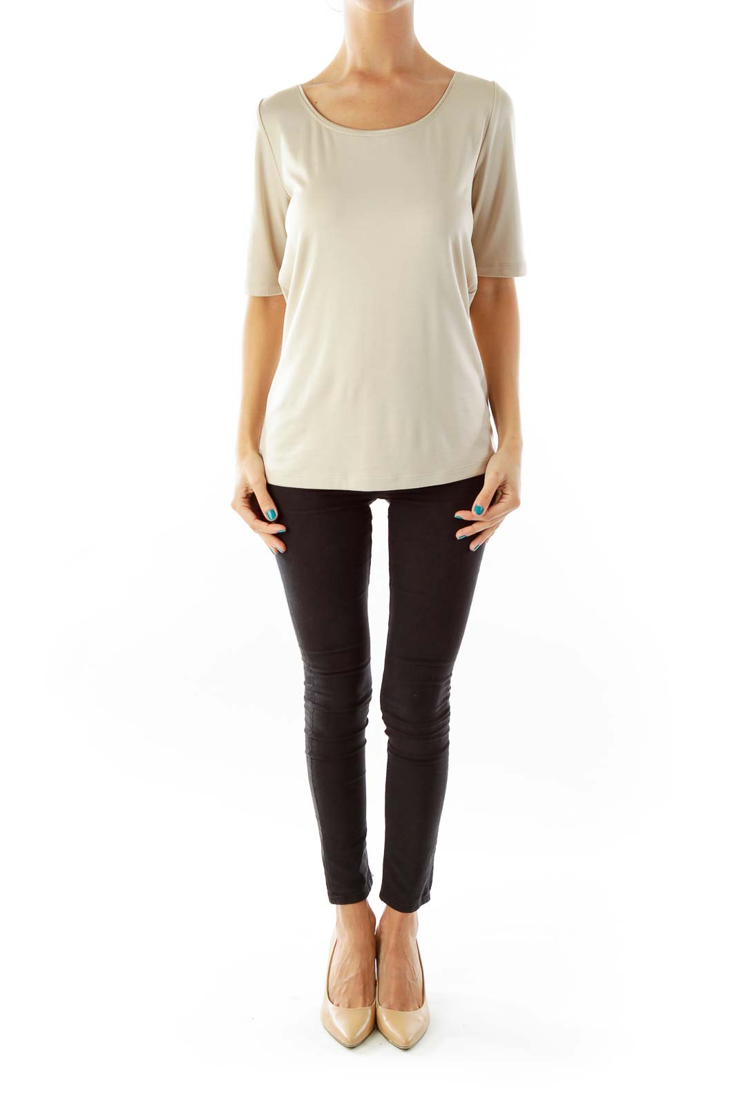 Beige Silk T-Shirt